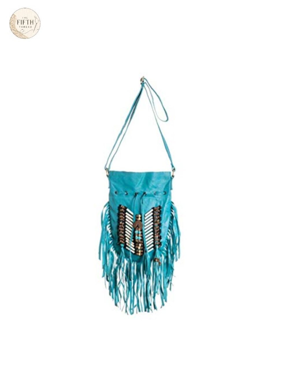 Real Leather Fringe Hobo Shoulder Bag Turquoise Boho Purse
